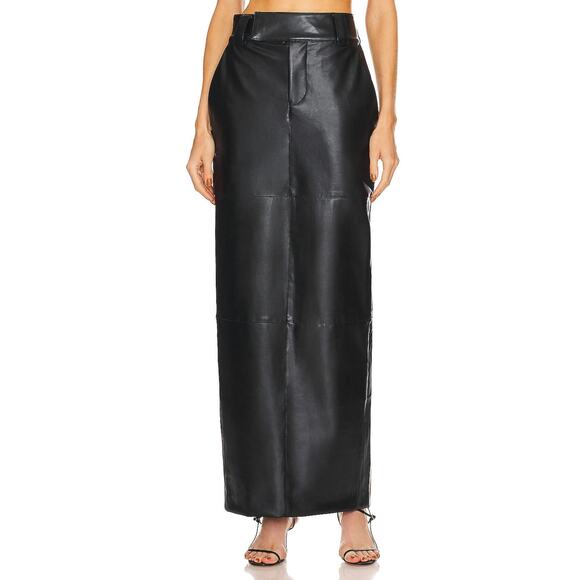 Helsa Waterbased Faux Leather Midi Skirt Black - XXS